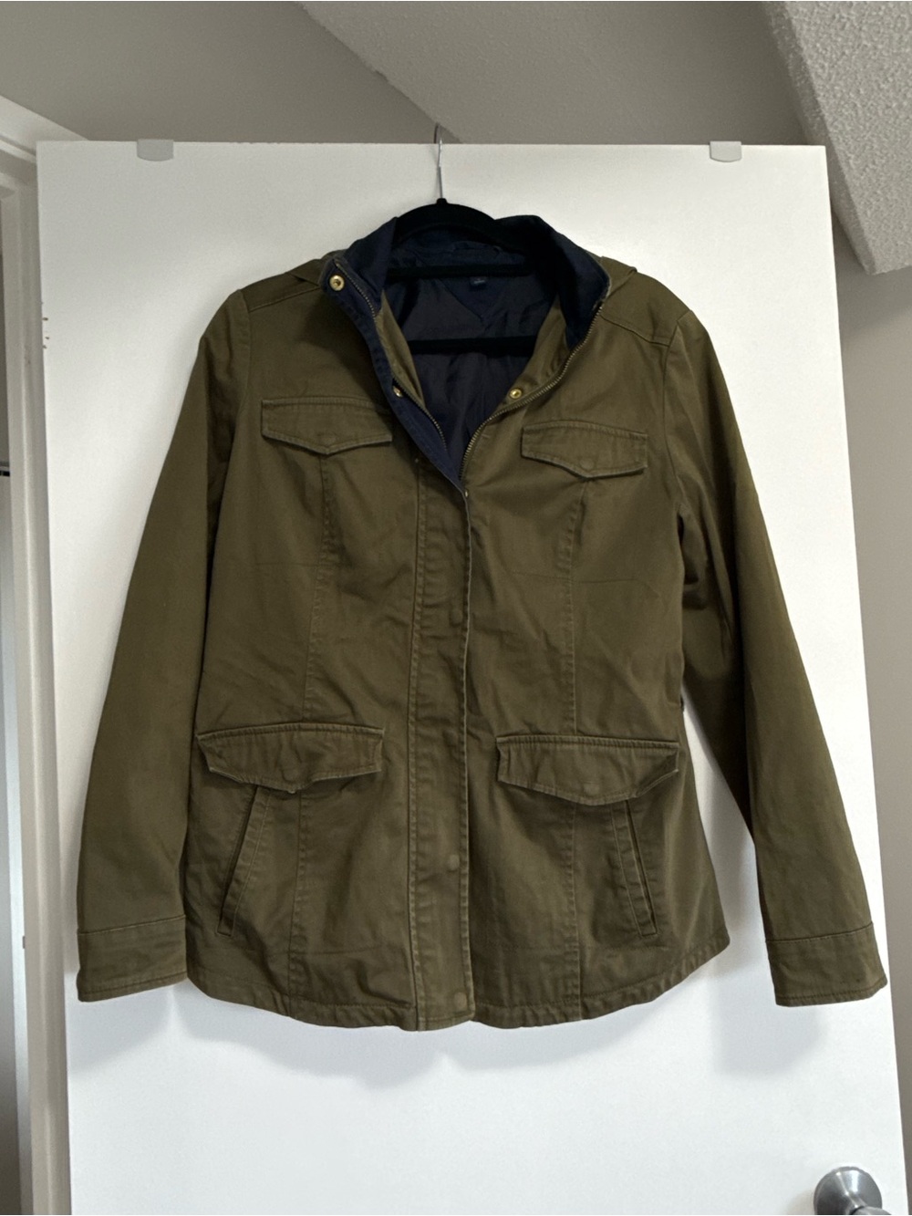 Tommy Hilfiger Olive Green Utility Jacket with Navy Lining